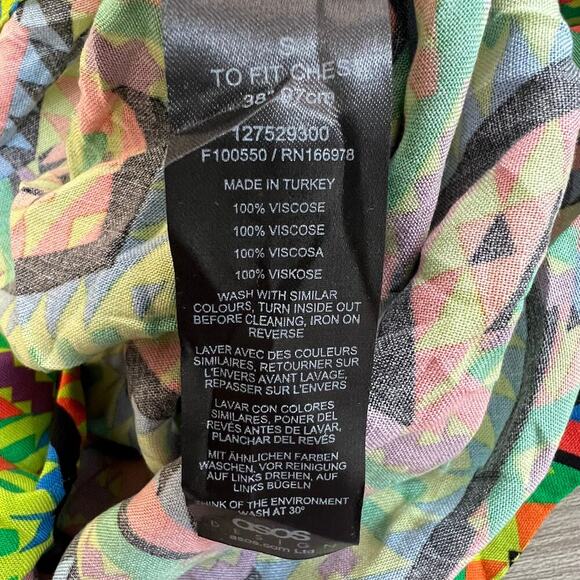 Asos Design Women Neon Pattern Boxy Oversized Button Down Shirt Multicolor SZ L - Picture 5 of 6